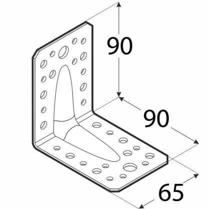 KPL1 naelusnurk tugevdatud – 90x90x65x2,0 mm цена и информация | Kinnitusvahendid | kaup24.ee