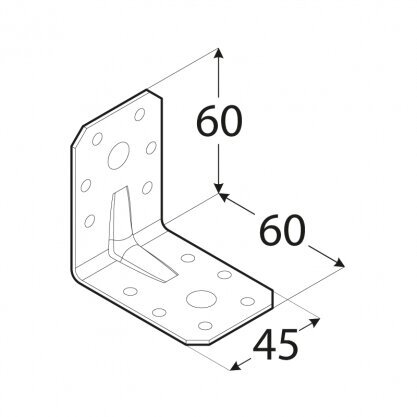 KPL6 naelusnurk tugevdatud – 60x60x45x2,0 mm цена и информация | Kinnitusvahendid | kaup24.ee