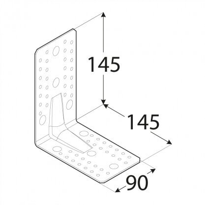 KP7 naelusnurk tugevdatud – 145x145x90x2,5 mm hind ja info | Kinnitusvahendid | kaup24.ee