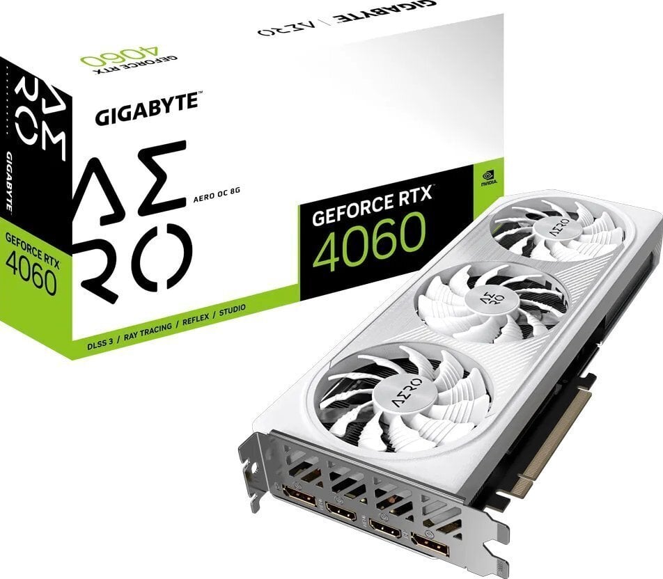 Gigabyte GeForce RTX 4060 Aero OC GV-N4060AEROOC-8GD цена и информация | Videokaardid (GPU) | kaup24.ee