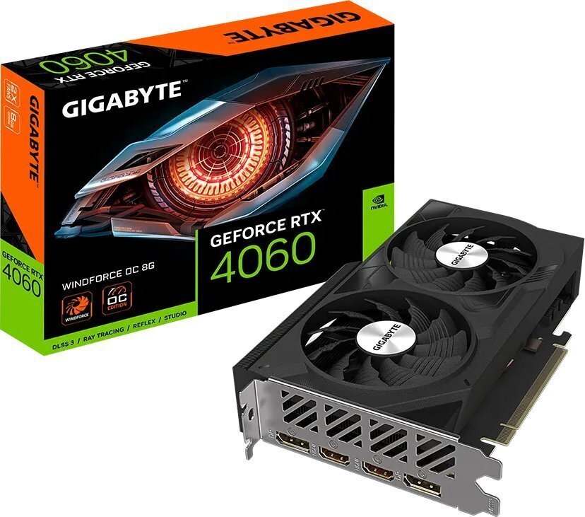 Gigabyte GeForce RTX 4060 Windforce OC GV-N4060WF2OC-8GD hind ja info | Videokaardid (GPU) | kaup24.ee