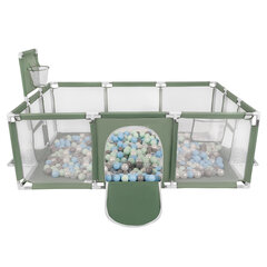 Laste mänguväljak Selonis Baby Playpen Big Size 200 palliga, roheline:Pearl/Hall/läbipaistev/beebisinine/mint hind ja info | Imikute mänguasjad | kaup24.ee