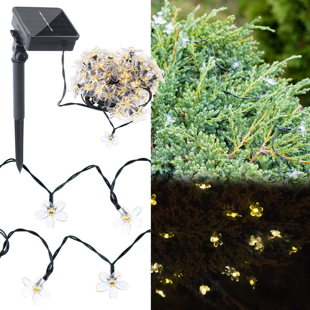LED lampidega valguskett lilled, päikesepatareiga hind ja info | Aia- ja õuevalgustid | kaup24.ee