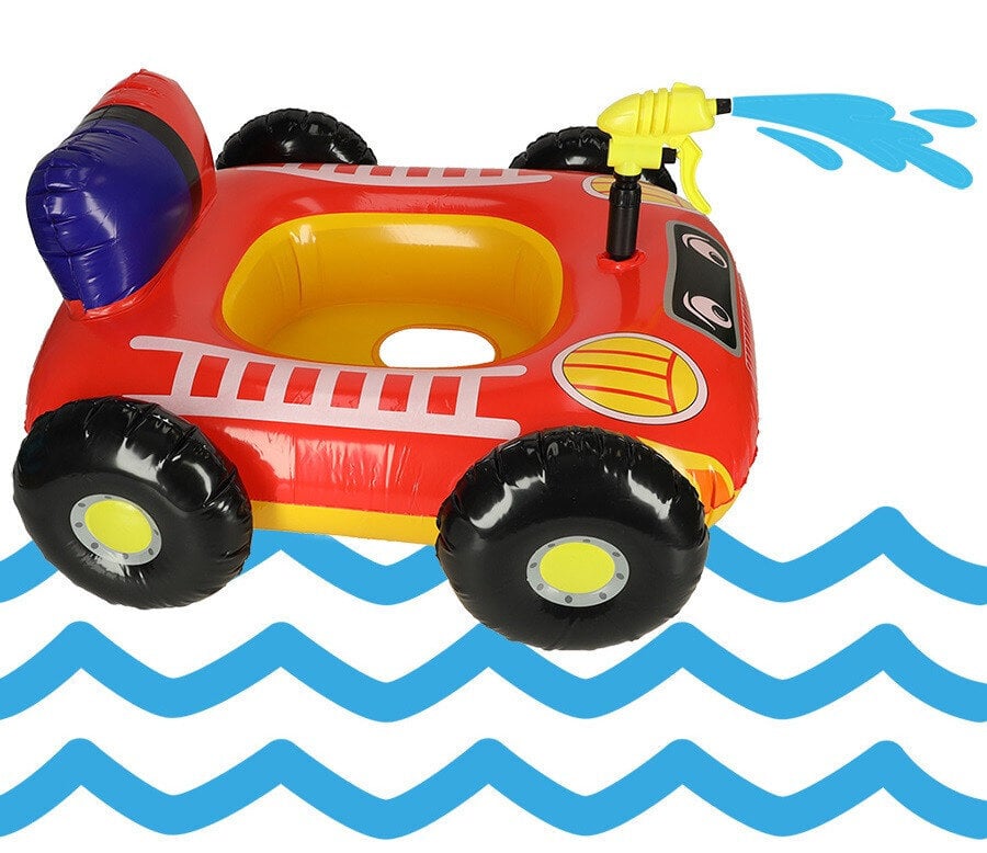 Beebi ujumisrõngas jalaaukudega tuletõrjeauto kujuline + veeprits hind ja info | Täispuhutavad veemänguasjad ja ujumistarbed | kaup24.ee