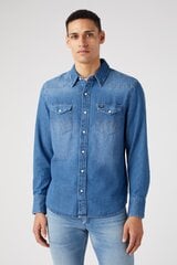Джинсовая рубашка WRANGLER 112341913-XL, синяя цена и информация | Мужские рубашки | kaup24.ee