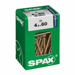 Kruvide karp SPAX Puidukruvi Lame pea (4,5 x 60 mm) hind ja info | Kinnitusvahendid | kaup24.ee