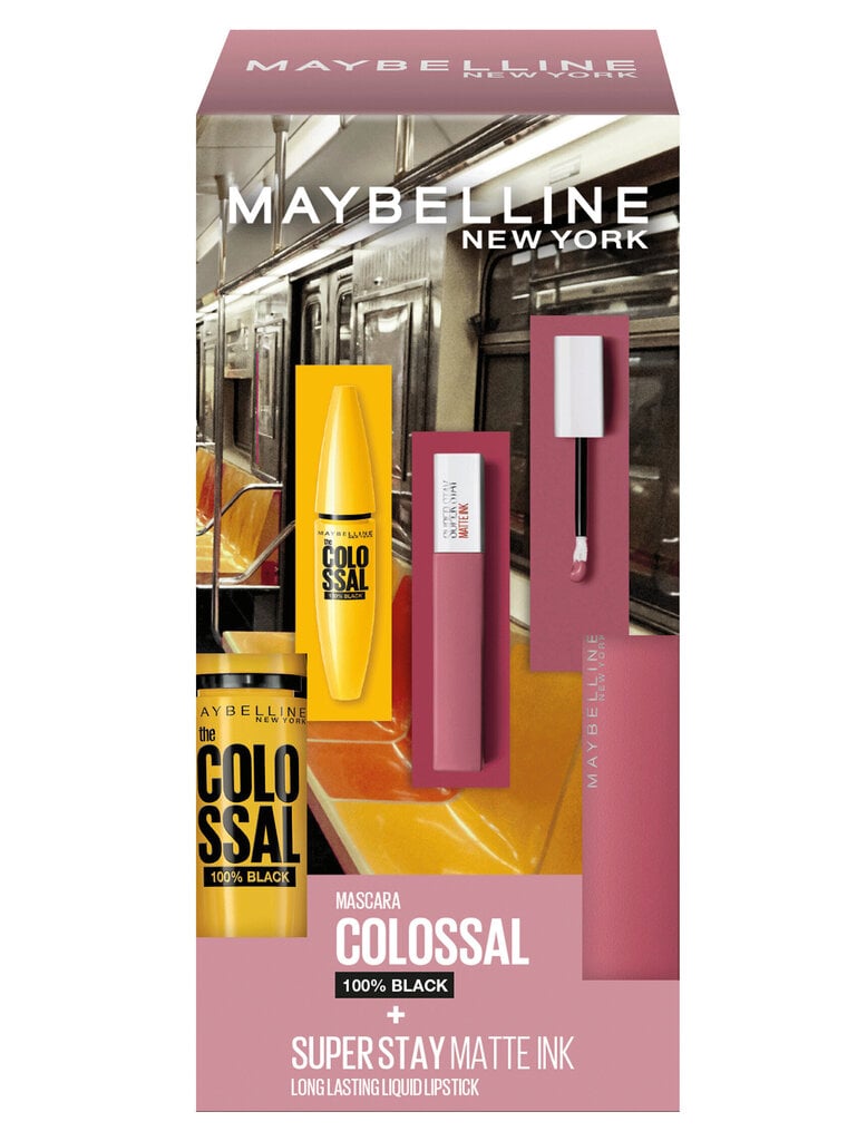 Komplekt Maybelline NY Colossal: vedel huulepulk + ripsmetušš цена и информация | Ripsmetušid, lauvärvid, silmapliiatsid, seerumid | kaup24.ee