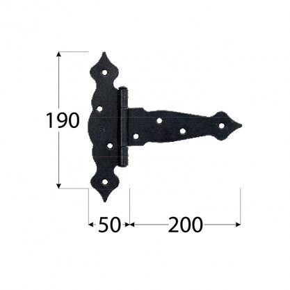 ZTO 200 C Väravahing 200x50x190x2,5 mm must hind ja info | Ukse hinged, tarvikud | kaup24.ee