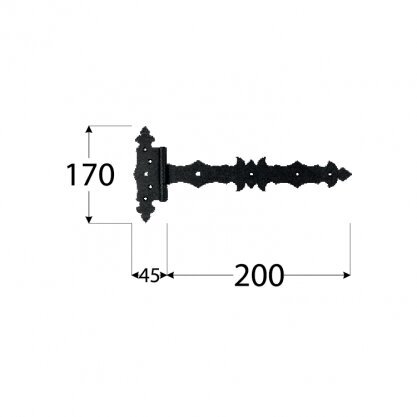 ZBD 200 C Väravahing 200x45x90x3,0 mm must hind ja info | Ukse hinged, tarvikud | kaup24.ee