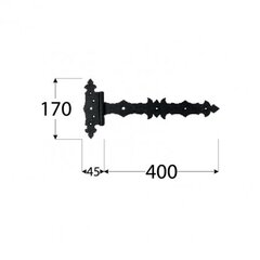 ZBD 400 C Gate Hinge 400x45x90x3,0 mm must hind ja info | Ukse hinged, tarvikud | kaup24.ee