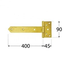 ZB 400 Петля для ворот 400x45x90x3,0 мм цена и информация | Дверные петли и другие принадлежности | kaup24.ee