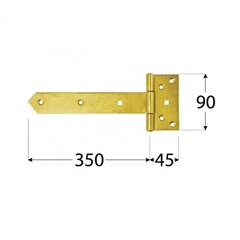 ZB 350 Петля для ворот 350x45x90x3,0 мм цена и информация | Дверные петли и другие принадлежности | kaup24.ee