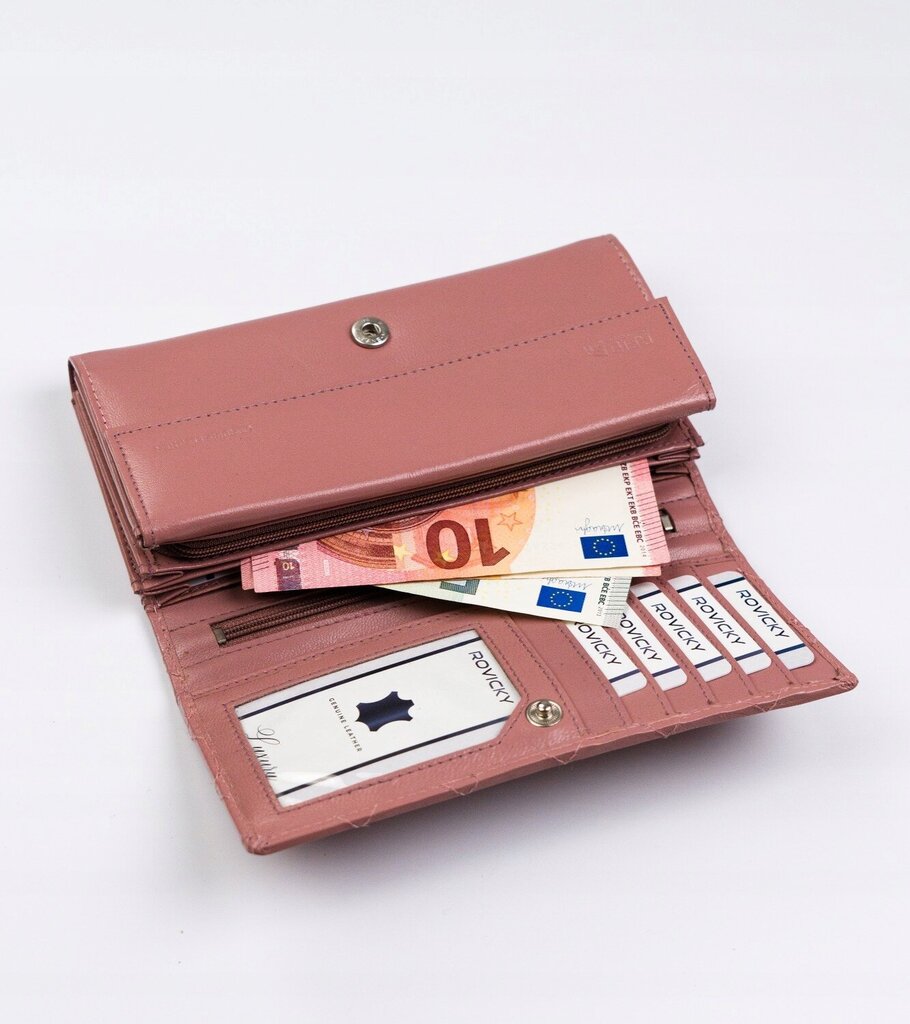Naiste rahakott naturaalsest nahast Rovicky, roosa hind ja info | Naiste rahakotid | kaup24.ee