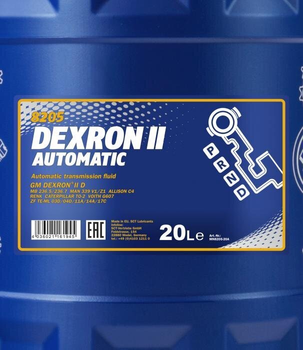 Käigukastiõli Mannol 8205 Dexron II automaat, 20L hind ja info | Eriotstarbelised määrdeõlid ja -vedelikud | kaup24.ee