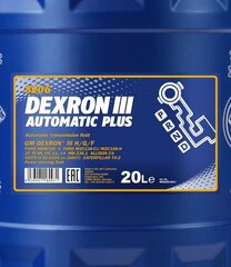 Käigukastiõli Mannol 8206 Dexron III Automatic Plus, 20 L hind ja info | Eriotstarbelised määrdeõlid ja -vedelikud | kaup24.ee