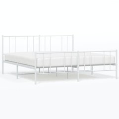 vidaXL metallist voodiraam peatsi ja jalutsiga, valge, 200 x 200 cm цена и информация | Кровати | kaup24.ee