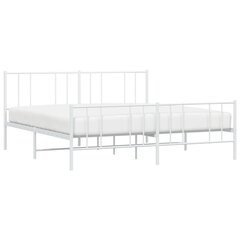 vidaXL metallist voodiraam peatsi ja jalutsiga, valge, 200 x 200 cm цена и информация | Кровати | kaup24.ee