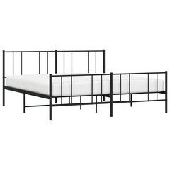 vidaXL metallist voodiraam peatsi ja jalutsiga, must, 193x203 cm цена и информация | Кровати | kaup24.ee