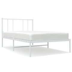 vidaXL metallist voodiraam peatsiga, valge, 100 x 190 cm hind ja info | Voodid | kaup24.ee