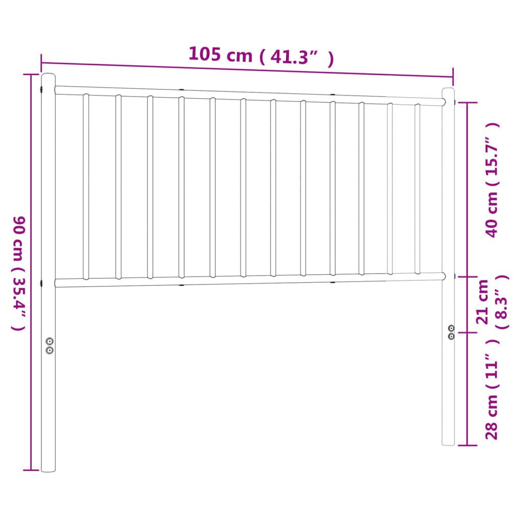 vidaXL metallist voodipeats, must, 100 cm hind ja info | Voodid | kaup24.ee