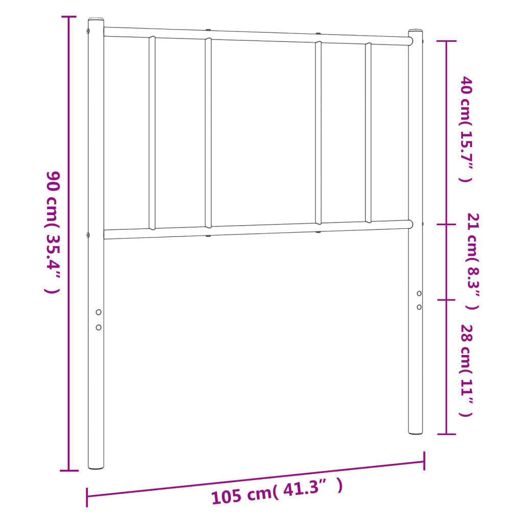 vidaXL metallist voodipeats, must, 100 cm цена и информация | Voodid | kaup24.ee