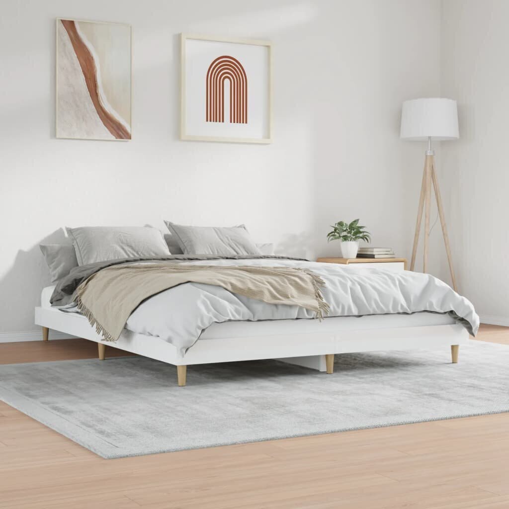 vidaXL voodiraam, kõrgläikega valge, 120x200 cm, tehispuit цена и информация | Voodid | kaup24.ee