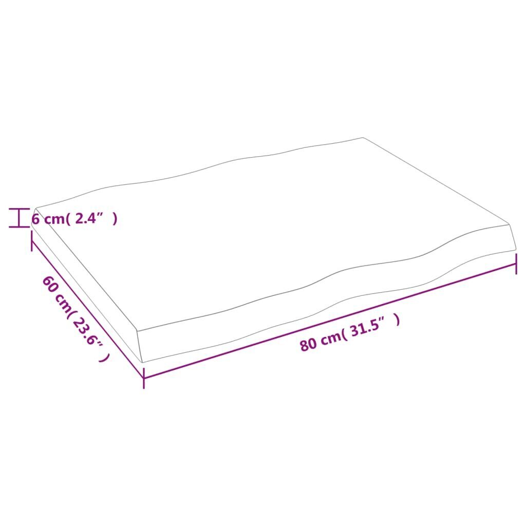 vidaXL kirjutuslaua plaat, helepruun, 80x60x6 cm, töödeldud tammepuit цена и информация | Lauaplaadid | kaup24.ee