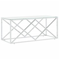 vidaXL kohvilaud, 110 x 45 x 45 cm, roostevaba teras ja klaas цена и информация | Журнальные столики | kaup24.ee