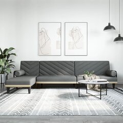 vidaXL L-kujuline diivanvoodi, tumehall, 260 x 140 x 70 cm, kangas hind ja info | Diivanid ja diivanvoodid | kaup24.ee