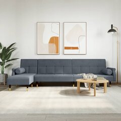 vidaXL L-kujuline diivanvoodi, tumehall, 271 x 140 x 70 cm, samet hind ja info | Diivanid ja diivanvoodid | kaup24.ee