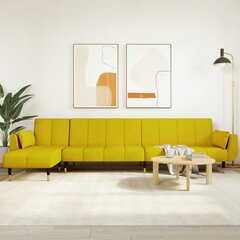 vidaXL L-kujuline diivanvoodi, kollane, 275 x 140 x 70 cm, samet цена и информация | Диваны | kaup24.ee