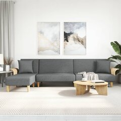 vidaXL L-kujuline diivanvoodi, tumehall, 279 x 140 x 70 cm, kangas hind ja info | Diivanid ja diivanvoodid | kaup24.ee