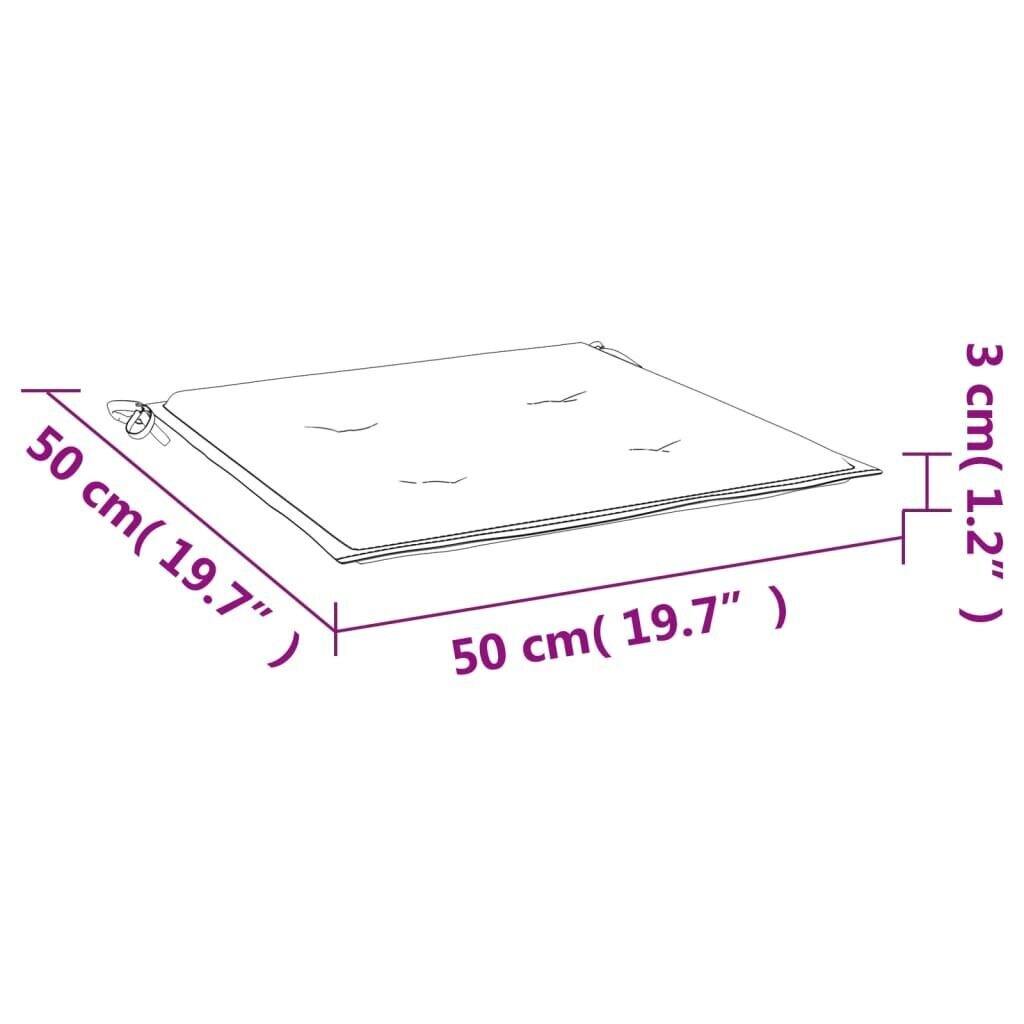 vidaXL tooli istmepadjad 2 tk, mitmevärviline, 50x50x3 cm, kangas hind ja info | Toolipadjad ja -katted | kaup24.ee