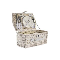 корзина DKD Home Decor плетеный Пикник Бежевый полиэстер Белый (44 x 28 x 19 cm) цена и информация | Ящики для вещей | kaup24.ee