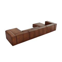 Шестиместный кожаный угловой диван Agawa, 375x173x68 см, коричневый цена и информация | Угловые диваны | kaup24.ee