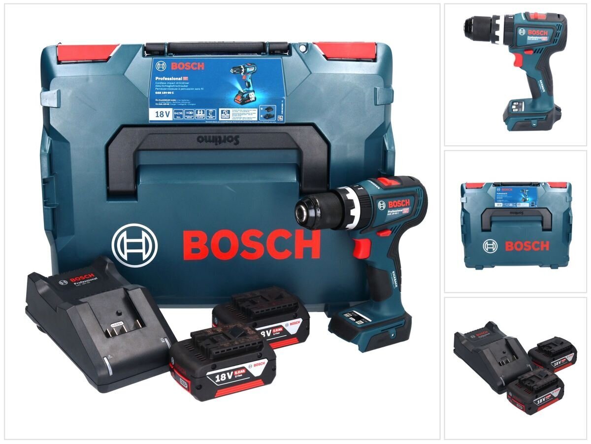 Akutoitega lööktrell Bosch GSB 18V-90 C hind ja info | Akutrellid, kruvikeerajad | kaup24.ee