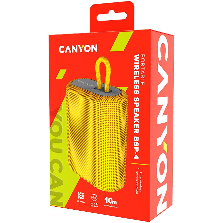 Canyon BSP-4 Yellow CNE-CBTSP4Y цена и информация | Kõlarid | kaup24.ee