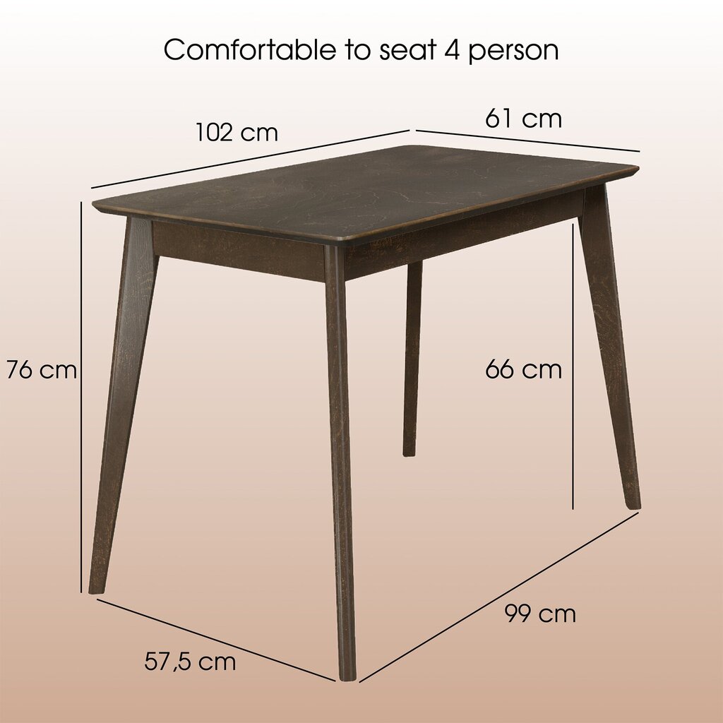 Pegasus 102cm ristkülikukujuline puidust söögilaud hind ja info | Köögi- ja söögilauad | kaup24.ee