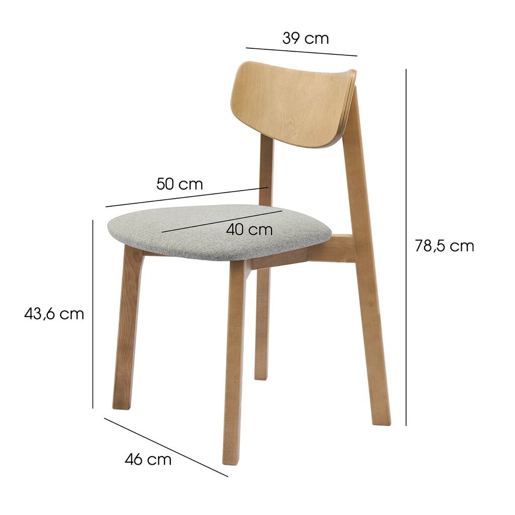 2-osaline söögitoa toolide komplekt Vega, helepruun hind ja info | Söögitoolid, baaritoolid | kaup24.ee
