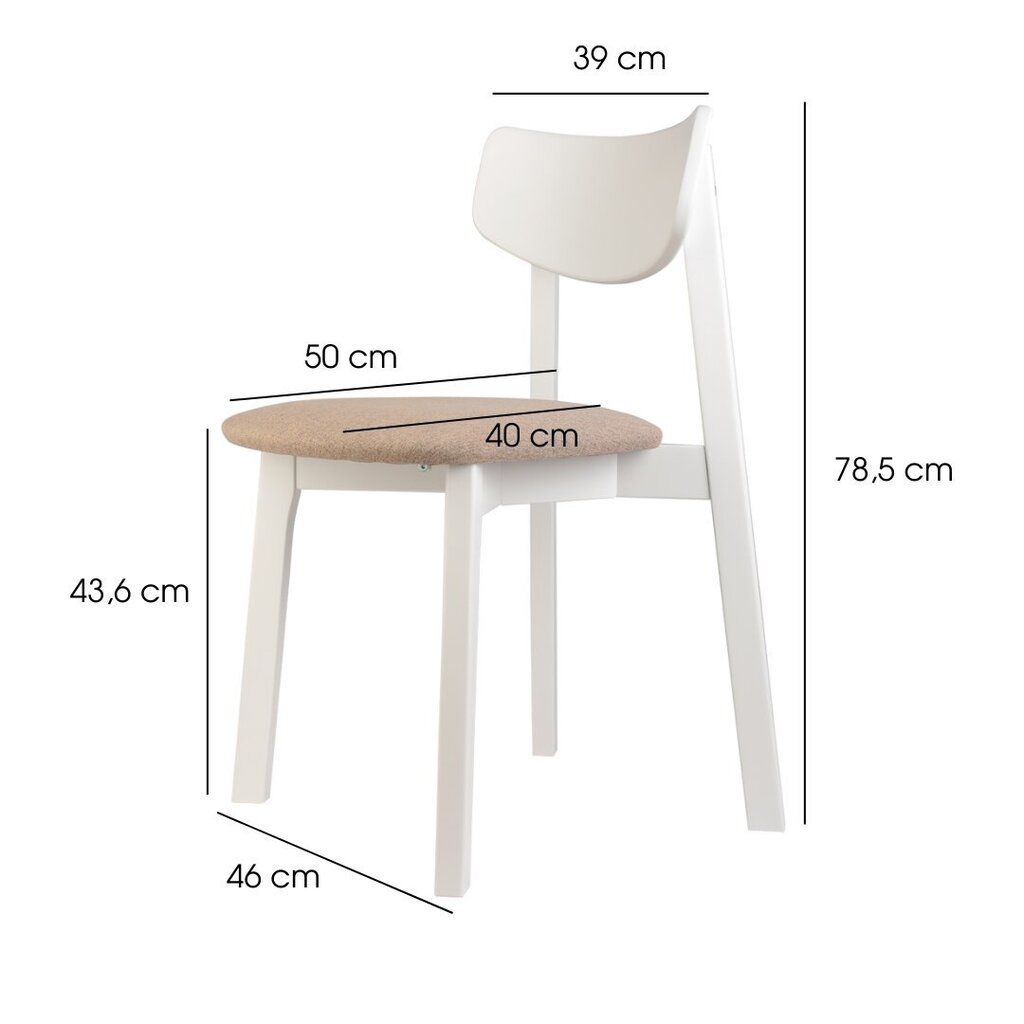 2-osaline söögitoa toolide komplekt Vega, valge цена и информация | Söögitoolid, baaritoolid | kaup24.ee