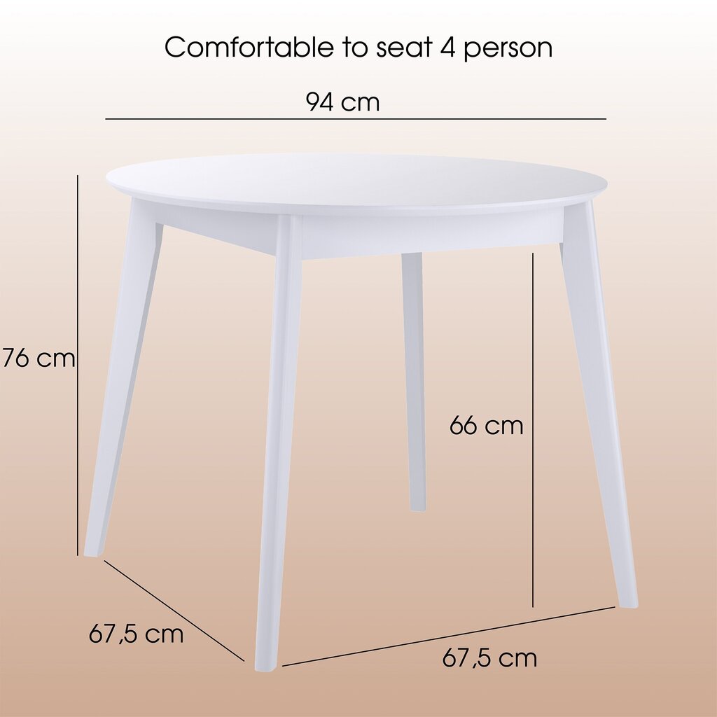 Orion 94 cm ümmargune puidust söögilaud hind ja info | Köögi- ja söögilauad | kaup24.ee