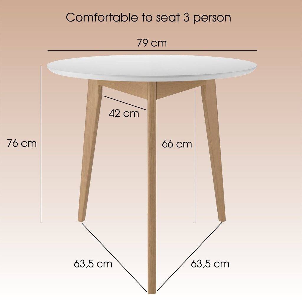 Orion Light 79cm ümar puidust söögilaud hind ja info | Köögi- ja söögilauad | kaup24.ee