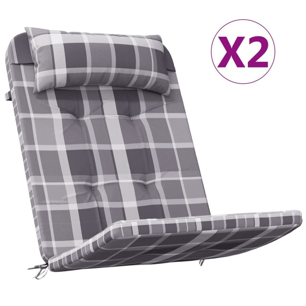 vidaXL Adirondack toolipadjad 2 tk, hall ruudumuster, oxford kangas цена и информация | Toolipadjad ja -katted | kaup24.ee