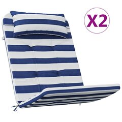 vidaXL Adirondack toolipadjad 2 tk, sinise/valge triibuline, kangas цена и информация | Подушки, наволочки, чехлы | kaup24.ee