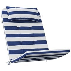 vidaXL Adirondack toolipadjad 2 tk, sinise/valge triibuline, kangas hind ja info | Toolipadjad ja -katted | kaup24.ee