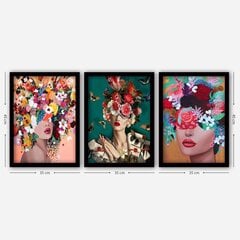 Репродукция из трех частей Женщина и цветы 3SC162 цена и информация | Картины, живопись | kaup24.ee