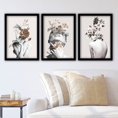 Репродукция из трех частей Женщины и цветы 3SC06 цена и информация | Картины, живопись | kaup24.ee