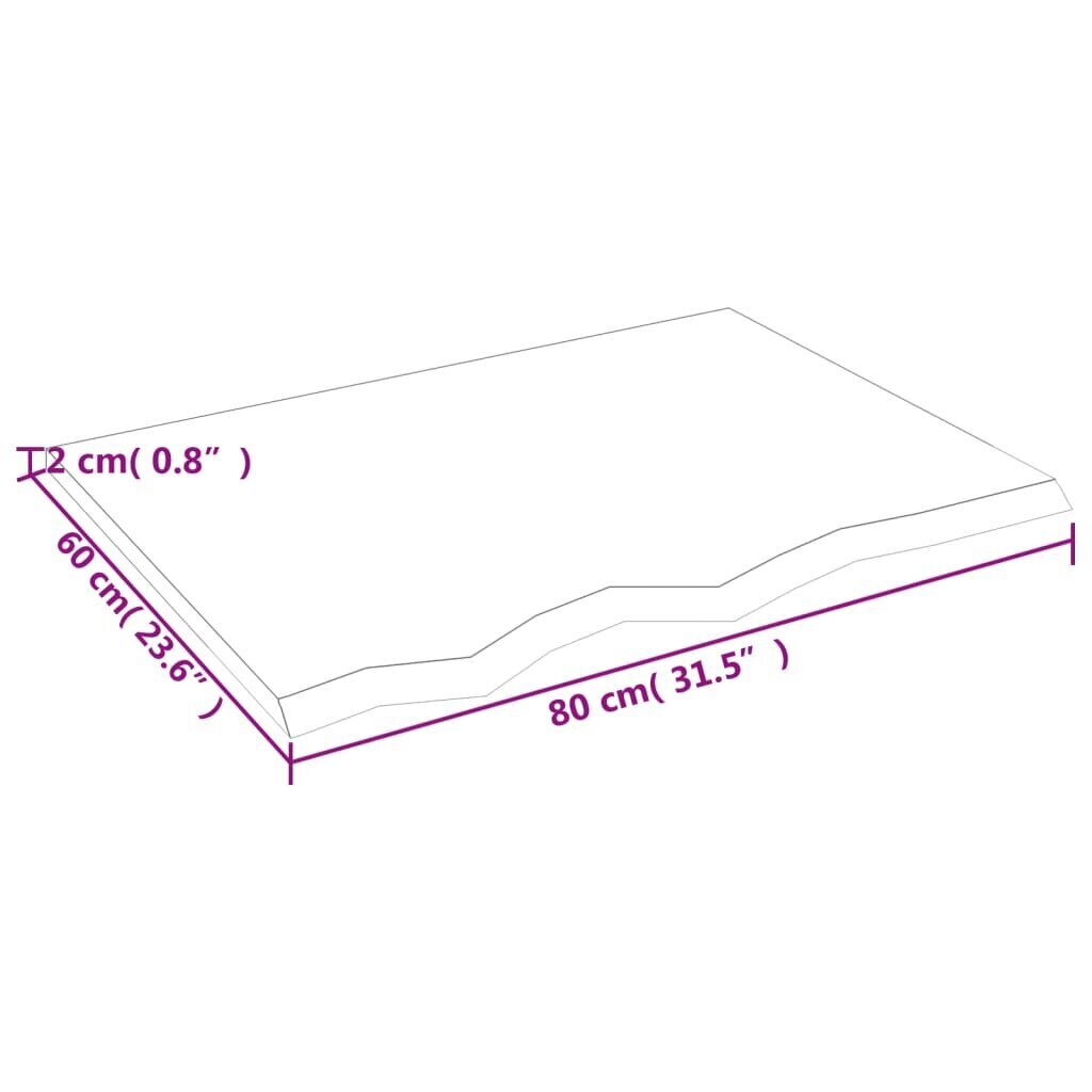 vidaXL seinariiul, helepruun, 80 x 60 x 2 cm, töödeldud tammepuit цена и информация | Riiulid | kaup24.ee