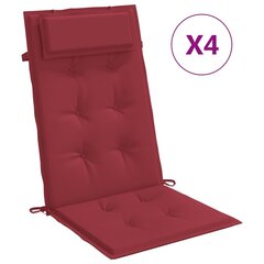 vidaXL kõrge seljatoega toolipadjad 4 tk, veinipunane, oxford kangas hind ja info | Toolipadjad ja -katted | kaup24.ee
