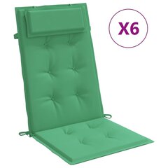 vidaXL kõrge seljatoega toolipadjad 6 tk, roheline, oxford kangas hind ja info | Toolipadjad ja -katted | kaup24.ee